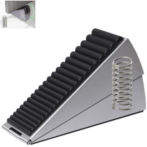 Doorstop - Door support - Door buffer - Door clamp - Buffer pad - Spring-loaded doorstop - Suitable for most doors - Silver - 12.84.5 cm