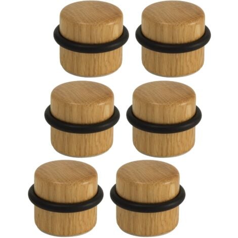Doorstops - Wooden Adhesive Doorstop for Flooring - Doorstops Protection for Doors and Walls - Pack 6 units (Oak)
