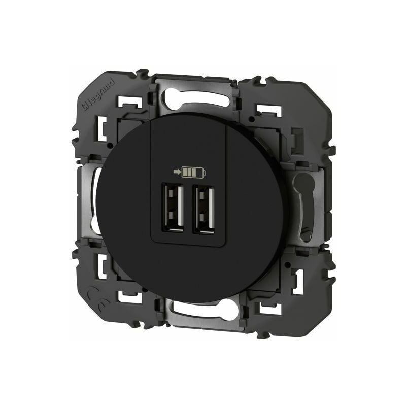 Double chargeur USB à composer Type A 2,4A 12W à composer - Dooxie - Noir - Legrand