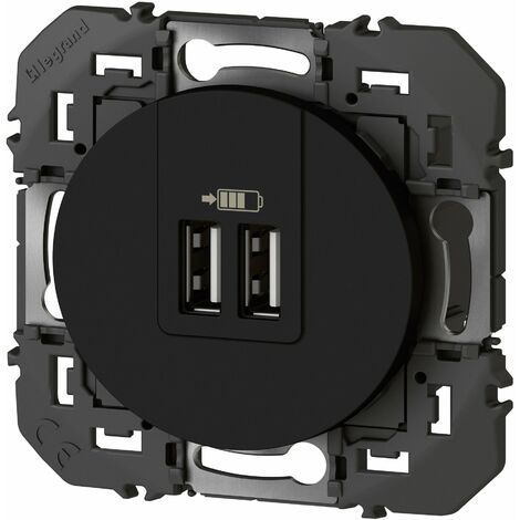 Dooxie chargeur 2 USB A+A 2.4A 12W Noir composable - Legrand