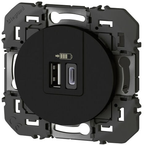 Dooxie chargeur 2 usb a+c 3a 15 w noir composable (095288)