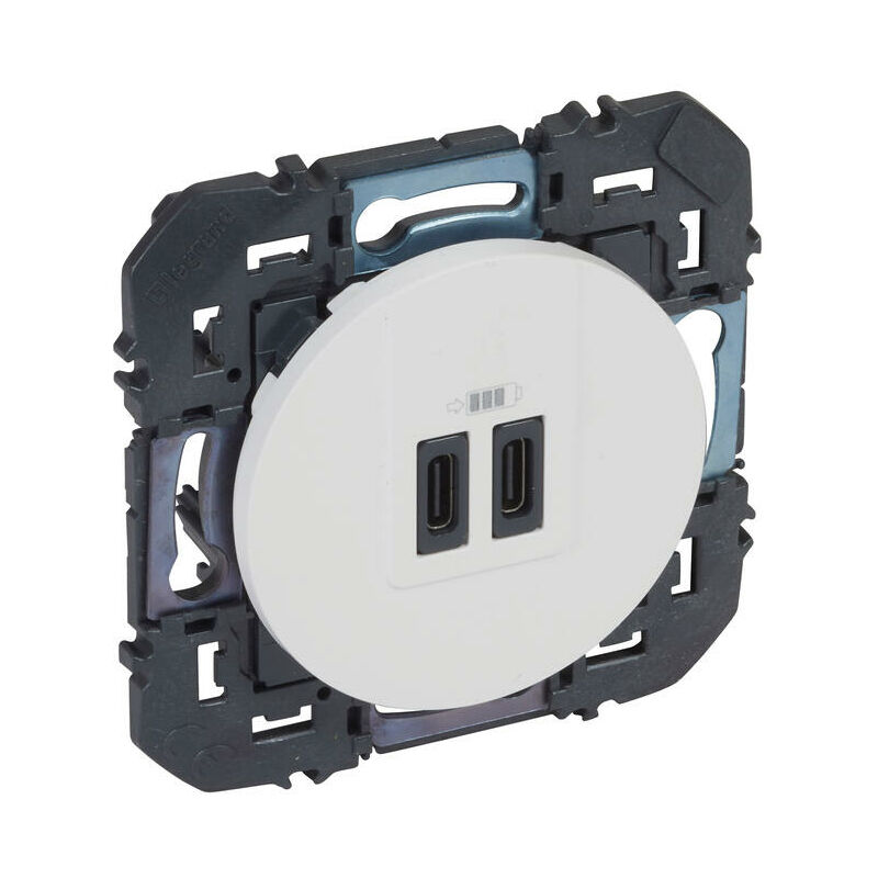 Double chargeur usb dooxie 3A finition blanc type-C Legrand 600345