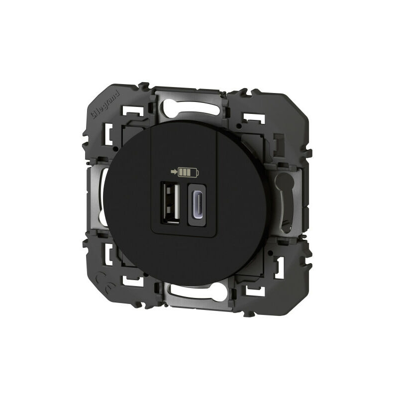 Legrand - Dooxie chargeur 2 usb a+c 3a 15 w noir composable (095288)