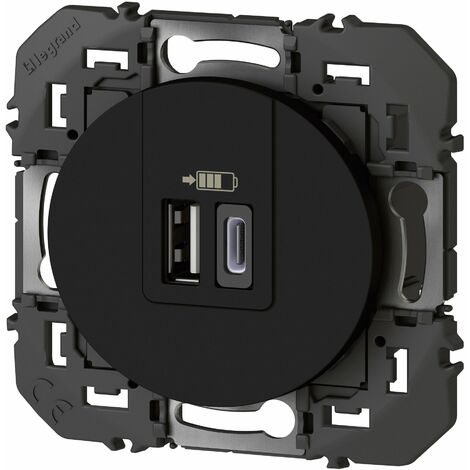 Dooxie chargeur 2 USB A+C 3A 15W Noir composable - Legrand