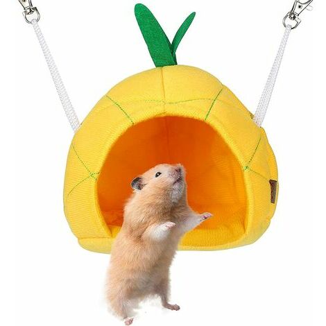 DOPA Hamac Ananas Lit de Maison de Hamster Doux Maison Suspendue de Hamster Petits Animaux Cage pour Animaux de Compagnie Cage de Cochon d'Inde Hamac Accessoires pour Cochon d'Inde Rat