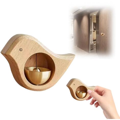 Dopamine Messing Windgong - Lampe Suspendue Créative - Décoration de Porte de Chambre - Sonnette - 3,51 cm × 10,49 cm × 8,00 cm - Convient pour Chambre et Couloir - Couleur Naturelle du Bois