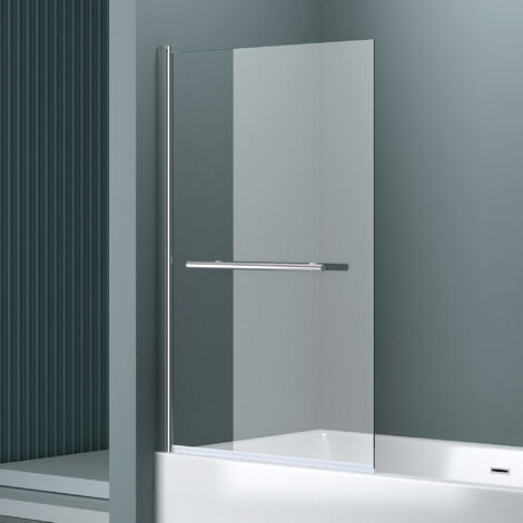 doporro 90x140 cm Design-Duschwand für Badewanne Badewannenaufsatz Duschabtrennung 6mm ESG-Sicherheitsglas inkl. NANO-Beschichtung Badewannenfaltwand