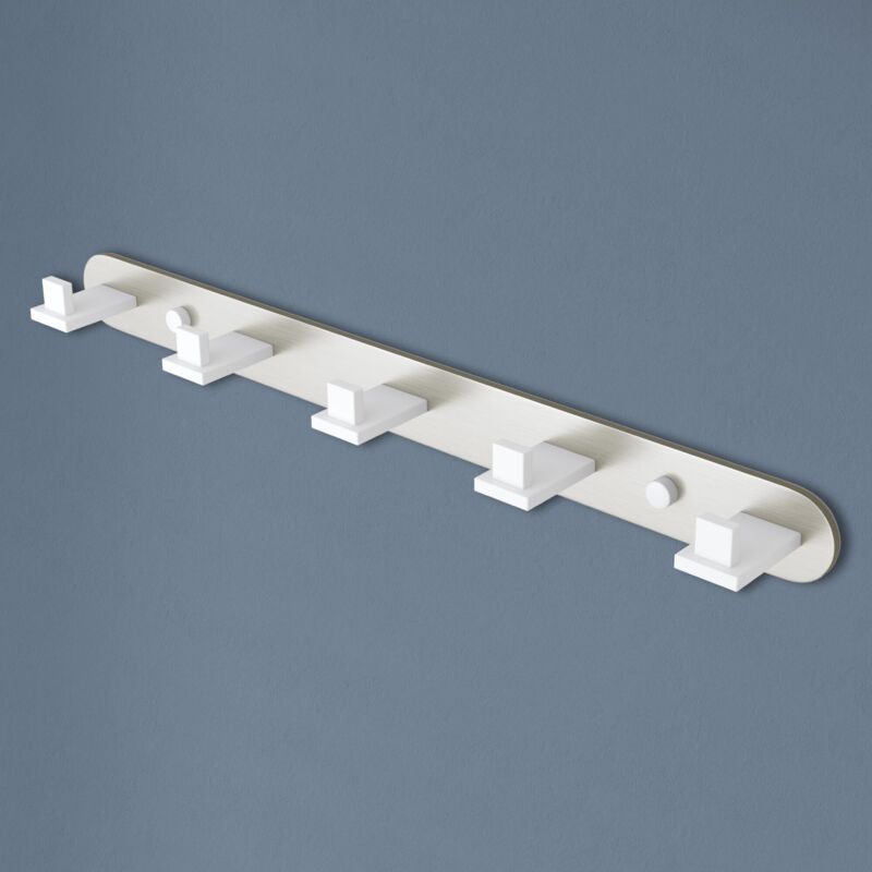 doporro Appendiabiti da Parete 5 Ganci, Autoadesivo, Acciaio Inox, Per Ingresso, Camera da Letto e Bagno, Porta Giacche e Asciugamani, Finitura