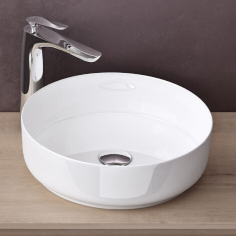 doporro Aufsatzwaschbecken Keramik Waschbecken Rund Waschschlae 31x31x11 cm Gäste-WC weiß glänzend Handwaschbecken Waschtisch Brüssel203