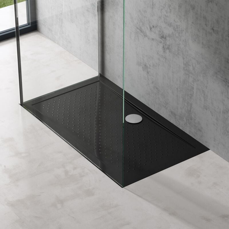 Bac à Douche 70x120 Receveur de Douche Antiglisse Rectangulaire Noir Lucia02AR 70x120x4cm - Doporro