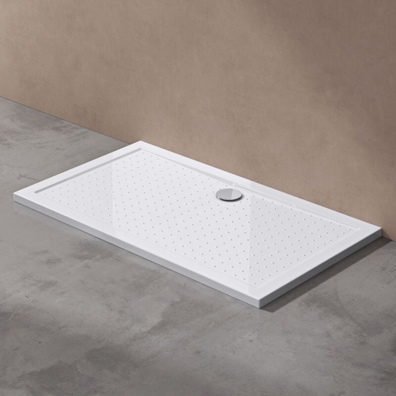Bac à douche 80x120 receveur de douche antiglisse rectangulaire blanc Lucia02AR 80x120x4cm + Bonde AL02 - Doporro