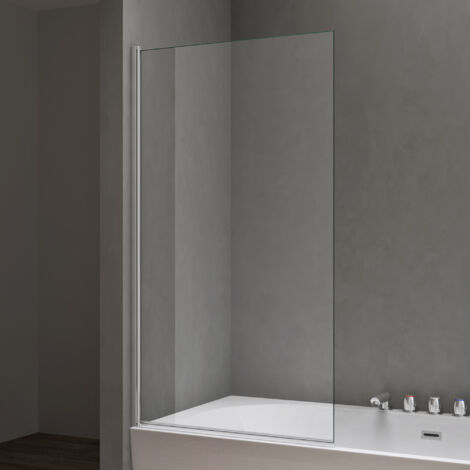 doporro Badewannenaufsatz Design-Duschwand für Badewanne 80x140cm chrom Duschabtrennung ESG-Sicherheitsglas in Klarglas inkl. NANO-Beschichtung Badewannenfaltwand Cortona201K