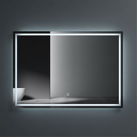 doporro® Badspiegel-02 Led-Lichtspiegel 100x60cm mit Dimmen-Funktion Beschlagfreier Wandspiegel Touchbedienung 5mm Float-Glas