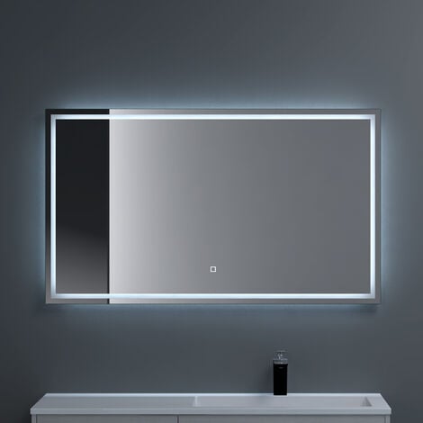 doporro® Badspiegel-02 Led-Lichtspiegel 120x80cm mit Dimmen-Funktion Wandspiegel Beschlagfrei Touchbedienung 5mm Float-Glas