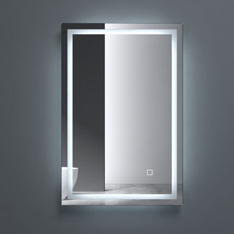 doporro® Badspiegel-02 Led-Lichtspiegel 50x70cm/70x50mm mit Dimmen-Funktion Beschlagfreier Wandspiegel Touchbedienung 5mm Float-Glas