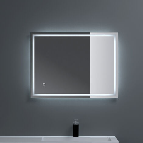doporro® Badspiegel-02 Led-Lichtspiegel 60x80cm /80x60cm mit Dimmen-Funktion Wandspiegel Beschlagfrei Touchbedienung 5mm Float-Glas