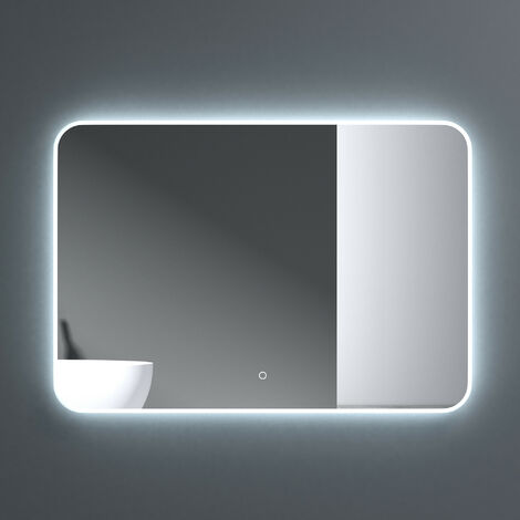 doporro® Badspiegel-03 Led-Lichtspiegel 100x60cm mit Dimmen-Funktion Beschlagfreier Wandspiegel Touchbedienung 5mm Float-Glas