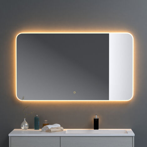 doporro® Badspiegel-03 Led-Lichtspiegel 120x80cm mit Dimmen-Funktion Beschlagfreier Wandspiegel Touchbedienung 5mm Float-Glas