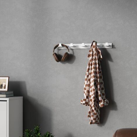 doporro Barra Appendiabiti Adesiva con 5 Ganci in Metallo, Senza Forare, Autoadesiva e Resistente, per Ingresso, Bagno o Camera, Design Moderno Bianco Opaco