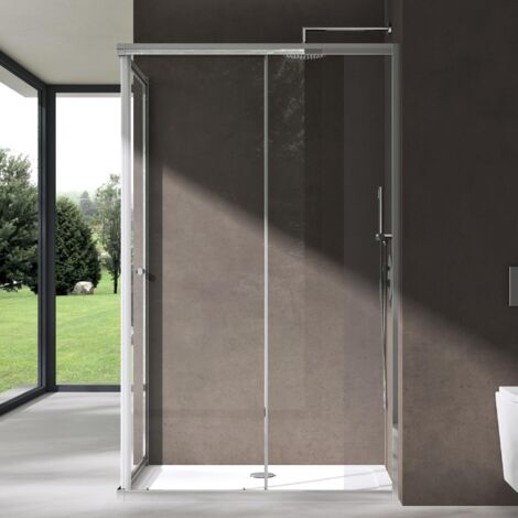 doporro Box Doccia 100x140x190cm, Cabina Doccia con Porta Scorrevole Vetro di Sicurezza ESG Vetro Ravenna16L K