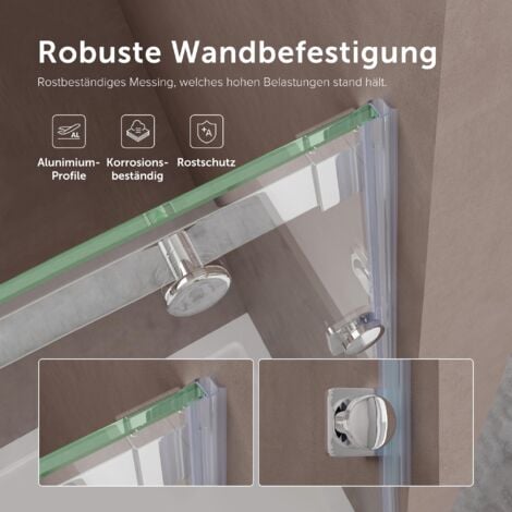 doporro Box Doccia 105x195cm, Box Doccia a Nicchia Cabina Bagno Vetro di Sicurezza ESG Vetro Trasparente Incluso Rivestimento Teramo04-2