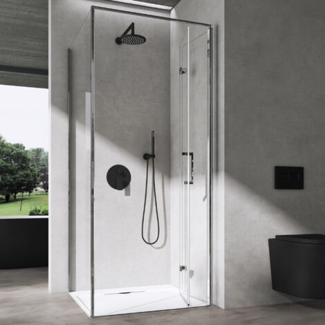 doporro Box Doccia 75x100cm, Cabina Bagno con Porta Pieghevole Vetro di Sicurezza ESG Vetro Trasparente Ravenna37K-Plus