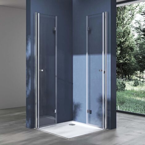 doporro Box Doccia 75x90x190cm, Cabina Bagno Angolare con Porte Girevoli a 180° Vetro di Sicurezza ESG Vetro Trasparente Ravenna26K