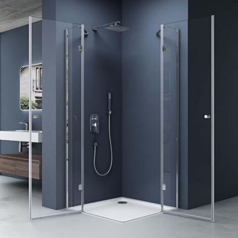 doporro Box Doccia 90x100x190cm, Cabina Bagno Vetro di Sicurezza ESG Vetro Trasparente Incluso Rivestimento Facile da Pulire Ravenna01k