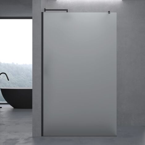doporro Box Doccia Walk-In 100x200cm, Parete Doccia Anticalcare in Vetro da 10mm con Braccio Sostegno Telescopico in Acciaio Nero