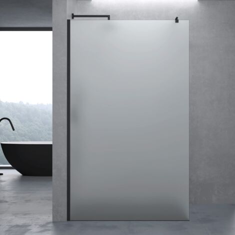 doporro Box Doccia Walk-In 120x200cm, Parete Doccia Anticalcare in Vetro da 10mm con Braccio Sostegno Telescopico in Acciaio Nero