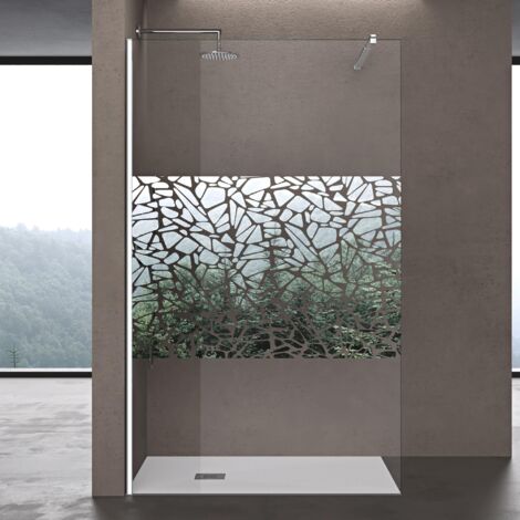 doporro Box Doccia Walk-In, Parete Doccia Anticalcare in Vetro da 10mm con Braccio Sostegno Telescopico in Acciaio BRAM1 Bremen02BL