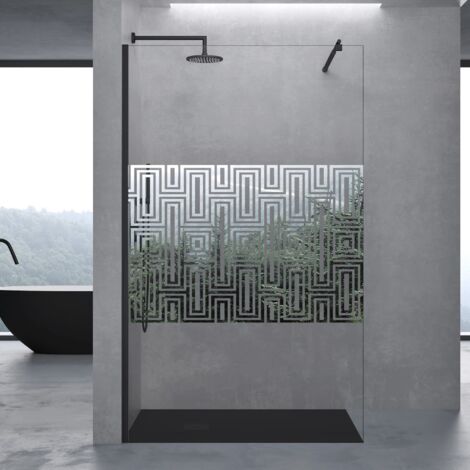 doporro Box Doccia Walk-In 140x200cm, Parete Doccia Anticalcare in Vetro di Sicurezza 10mm con Braccio Sostegno Telescopico in Acciaio Nero Bremen02DM
