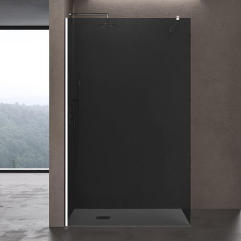 doporro Box Doccia Walk-In Bremen2VG 80x200cm, Parete Doccia Anticalcare in Vetro da 10mm con Braccio Sostegno Telescopico in Acciaio MMBR3