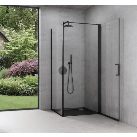doporro Box Doccia90x80x195cm, Cabina Bagno Vetro di Sicurezza ESG Vetro Trasparente Incluso Rivestimento Facile da Pulire Ravenna36k-plus, Nero