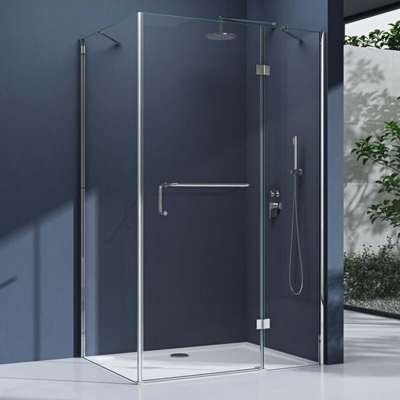 Doporro - Cabine de Douche Transparent en Angle 90x90cm Paroi de Douche Rectangulaire Ravenna04K-Plus Verre de Sécurité 6mm Nano