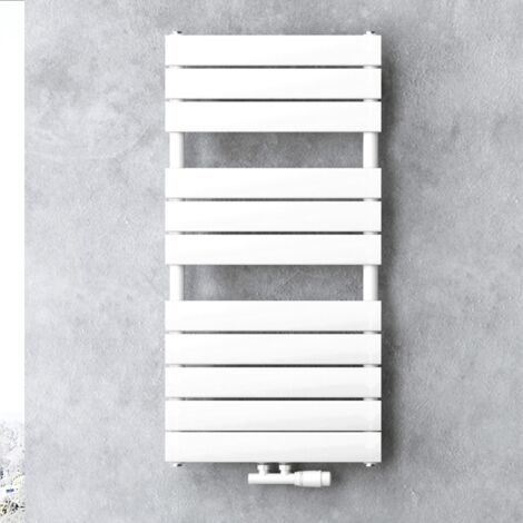 doporro Calefacción de baño 100x50cm Radiador de panel blanco para conexión central horizontal de una capa