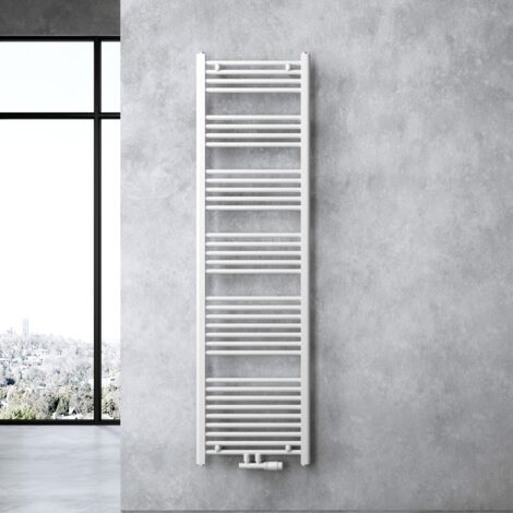 doporro Calefacción de baño diseño recto 180x50cm radiador tubular blanco conexión central horizontal