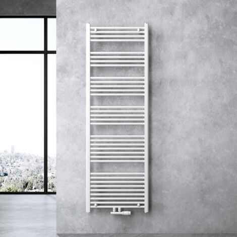doporro Calefacción de baño diseño recto 180x60cm radiador tubular blanco conexión central horizontal