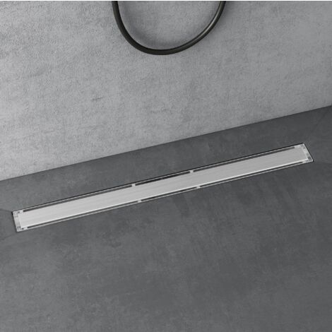 doporro Caniveau de Douche Italienne Extra Plate Chromé en Inox 90 cm Drain de Sol à Carreler avec Siphon et Filtre KE110