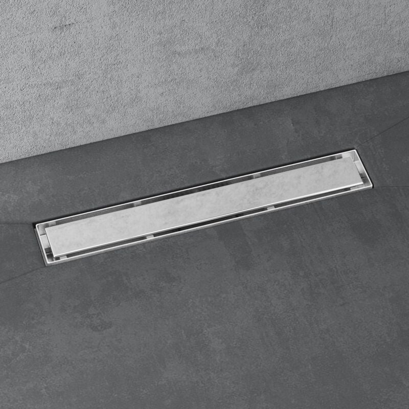 Caniveau de Douche Italienne Extra Plate Chromé en Inox 50 cm Drain de Sol à Carreler avec Siphon et Filtre KE110 - Doporro