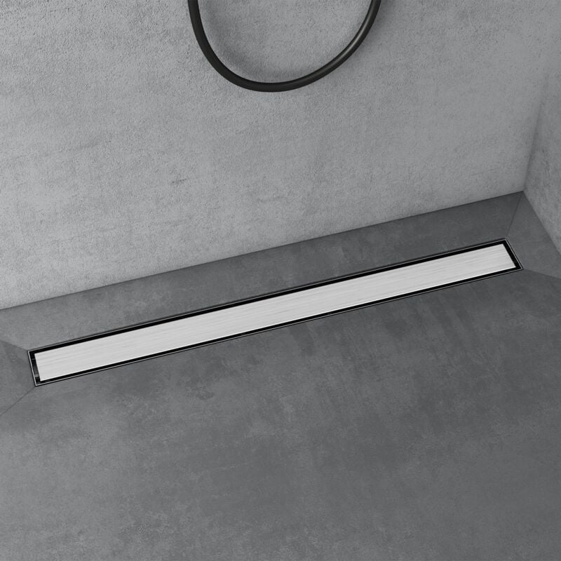 Doporro - Caniveau de Douche Italienne Extra Plate Chromé en Inox 100 cm Drain de Sol à Carreler avec Siphon et Filtre KE110