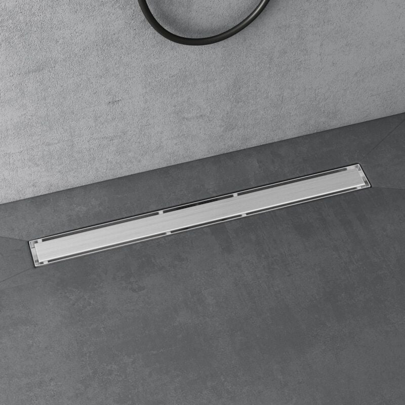 Caniveau de Douche Italienne Extra Plate Chromé en Inox 80 cm Drain de Sol à Carreler avec Siphon et Filtre KE110 - Doporro