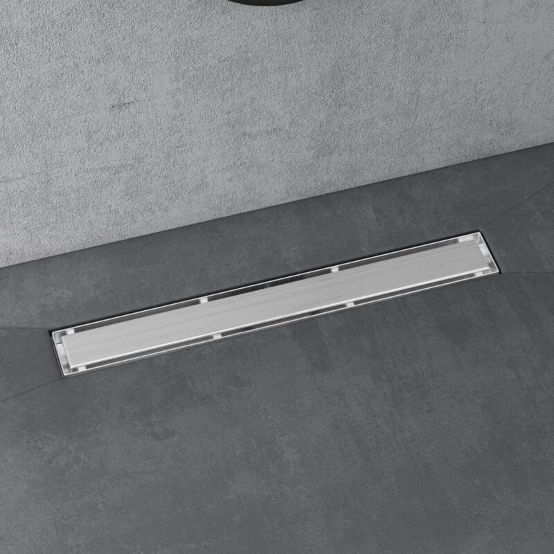 Caniveau de Douche Italienne Extra Plate Chromé en Inox 60 cm Drain de Sol à Carreler avec Siphon et Filtre KE110 - Doporro