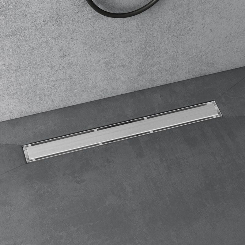 Caniveau de Douche Italienne Extra Plate Chromé en Inox 70 cm Drain de Sol à Carreler avec Siphon et Filtre KE110 - Doporro