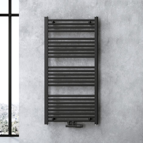 doporro Design Badheizung gerade 120x60cm Anthrazit Röhrenheizkörper Horizontal Mittelanschluss Bad-Heizkörper
