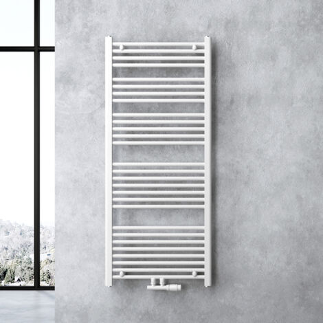doporro Design Badheizung gerade 140x60cm Weiß Röhrenheizkörper Horizontal Mittelanschluss Bad-Heizkörper