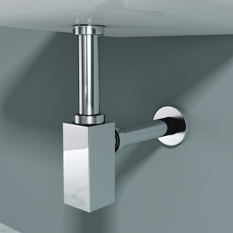 doporro Design Siphon S06, eckig, edel verchromt, Abfluss