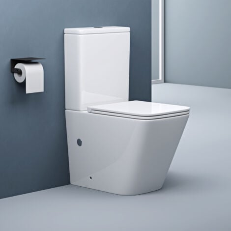 doporro Design Stand WC inkl. Softclose Absenkautomatik 37,5x67,5x82cm Stand-Toilette Weiß spülrandlos Stand112T