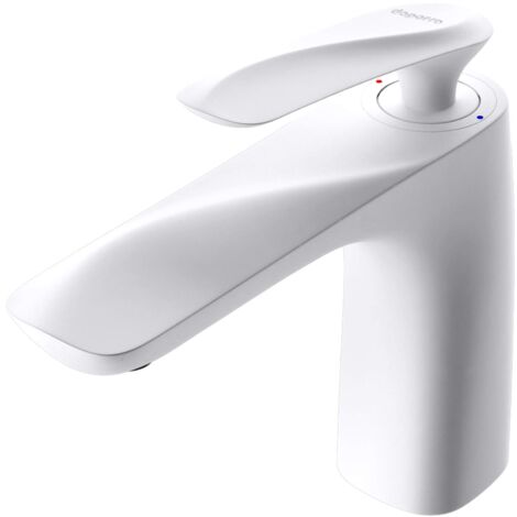 doporro Design Wasserhahn Bad Weiß  Waschtischarmatur für Waschbecken  Waschbeckenarmatur Bad 16,5 cm hoch