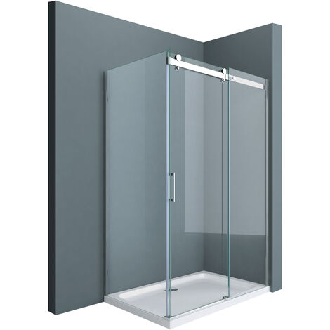 doporro Duschkabine Ravenna17 90x155x195cm Duschabtrennung mit Schiebetür ESG-Sicherheitsglas Klarglas inkl. beidseitiger Easy-Clean-Beschichtung